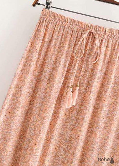 Boho Skirts in Pink Melon Pink Peacock For Women